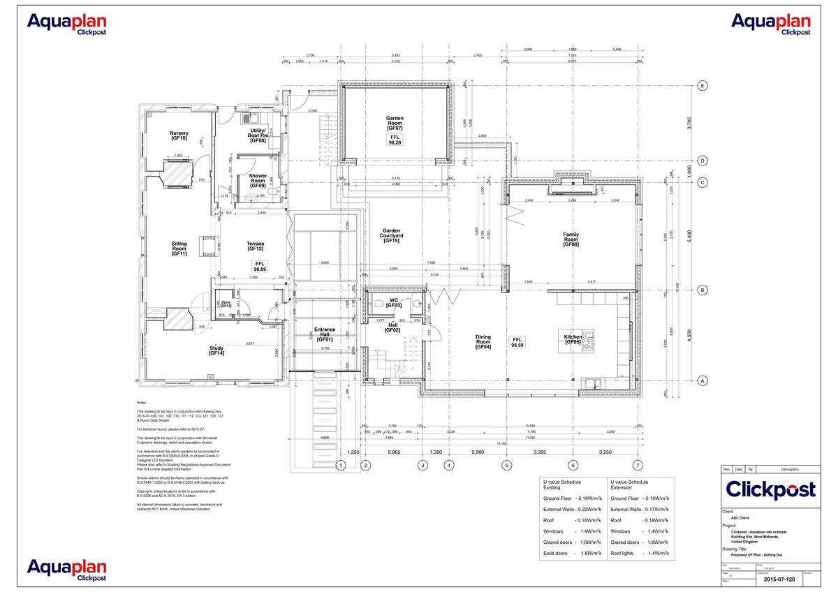 ISO 5457 technical drawing title block positioned in the bottom right corner of an engineering drawing